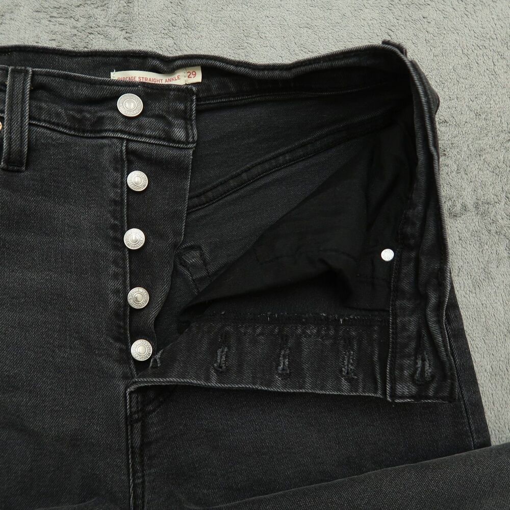 Levi's Jeans Women's Size 29 Gray High-Rise Ribcage Straight Ankle 24" Inseam - Picture 3 of 16